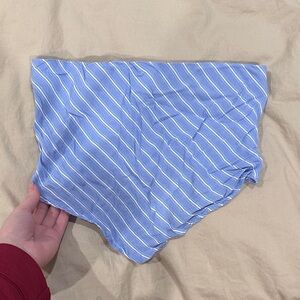 Bershka Light Blue Striped High Waist Shorts